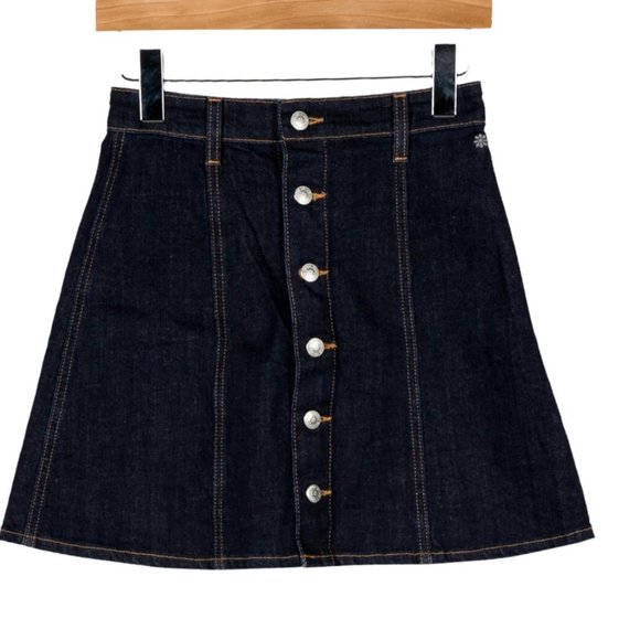 ALEXA CHUNG x AG Button Down Denim A Line Skirt 26 Waist - Picture 1 of 3